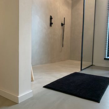 Beton-cire - CEMCOLORI - Nieuwbouw vloer en wand - badkamer meubel en inloopdouche